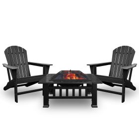 HDPE Adirondack Set with Fire Pit - Charcoal Fire Pit