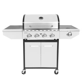 4-Burner Propane Gas Grill with Side Burner;  Stainless Steel;  Cabinet for BBQ (only for pickup) - 4-burner