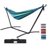 Double Classic Hammock with Stand for 2 Person- Indoor or Outdoor Use-with Carrying Pouch-Powder-coated Steel Frame - Durable 450 Pound Capacity; Blue