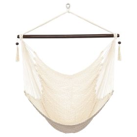 Caribbean Large Hammock Chair Swing Seat Hanging Chair with Tassels Tan  XH