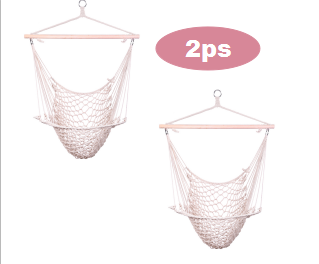 Free shipping 2pcs Indoor Outdoor Garden Cotton Hanging Rope Air/Sky Chair Swing Beige Hammocks  YJ - Beige