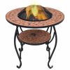 Mosaic Fire Pit Table Terracotta 26.8" Ceramic - Brown