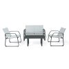 Upland 4 Pieces Patio Furniture Set Outdoor Furniture Set Textilene Bistro Set Modern Conversation Seating Group - JYZ3004F - gray