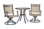 3 Piece Bistro Set, Cast Aluminum Dining Table Swivel Rocker Chairs Outdoor Patio Furniture - black gold - Aluminum Frame+ UV-resistant Sunbrella fabr