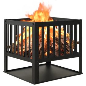 Fire Pit 15.7"x15.7"x15.7" Steel - Black