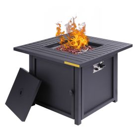 50,000 BTU Square 28 Inch/30inch  Outdoor Gas Fire Pit TableGas Firepits with Lava Rocks & Water-Proof Cover XH - 28 inch