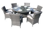 Direct Wicker Outdoor Patio Furniture 7PCS Cast Aluminum Dining Table and Chair - gray