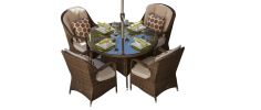 Direct Wicker Marianna Patio Wicker 5 Piece Round Dining Set - Brown