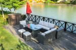 Direct Wicker 7 PCS Outdoor PE Rattan Wicker Sofa Rattan Patio Garden Furniture;  With Wide Cabinet;  Gray - Grey