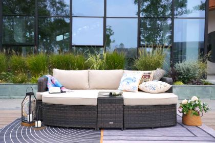 Direct Wicker 4-PC Outdoor Wicker Patio Furniture Sofa Luxury Comfort Wicker Sofa - Brown