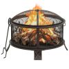 Rustic Fire Pit with Poker 26.6" XXL Steel - Black