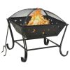 Fire Pit with Poker 24.4" XXL Steel - Black