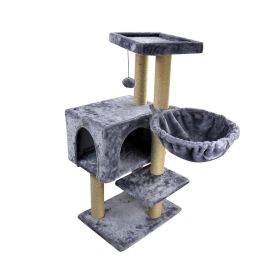 WIKI Fashion Design Cat Tree With Jute-Covered Scratching Posts, Grey - Grey