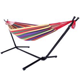 Free sipping Hammock Set Steel Stand Outdoor Camping Hanging Swing Bed Stripe YJ - Red