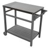 Outdoor Prep Dining Table; Movable Pizza Oven Stand;  Stainless Steel Patio Bar Cart; Patio Grilling Backyard BBQ Grill Cart - GREY