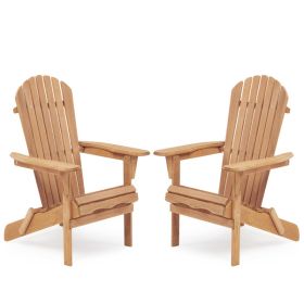 Wooden Outdoor Folding Chair Set of 2 Wood Lounge Patio Chair for Garden; Garden; Lawn; Backyard; Deck; Pool Side; Fire Pit; Half Assembled; - as pict