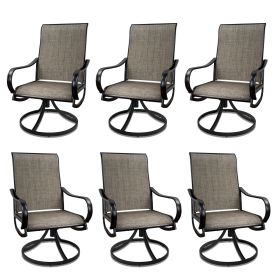 MEOOEM Patio Textilene Swivel Chairs 6PCS Outdoor Dining Chairs with Mesh Fabric Weather Resistant Furniture for Garden Backyard - Metal