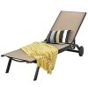 6-Position Adjustable Fabric Outdoor Patio Recliner Chair - Brown