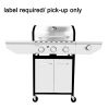 4-Burner Propane Gas Grill with Side Burner;  Stainless Steel;  Cabinet for BBQ (only for pickup) - 3-burner