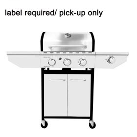 4-Burner Propane Gas Grill with Side Burner;  Stainless Steel;  Cabinet for BBQ (only for pickup) - 3-burner