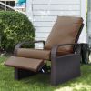 Outdoor Recliner Chair;  Automatic Adjustable Wicker Lounge Recliner Chair with 5.12'' Thicken Cushion - Brown - Espresso Wicker