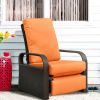 Outdoor Recliner Chair;  Automatic Adjustable Wicker Lounge Recliner Chair with 5.12'' Thicken Cushion - EsOrange - Espresso Wicker