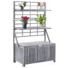 Storage Box with Trellis Gray 39"x21.7"x63" Solid Acacia Wood - Grey