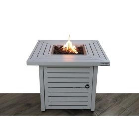 Living Source International 25" H x 30" W Steel Propane/Natural Gas Fire Pit Table ( White ) - 1