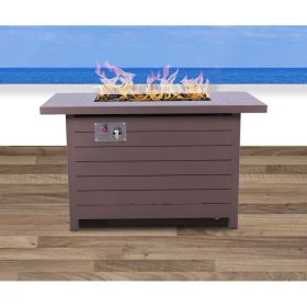 Living Source International 25" H x 42" W Aluminum Outdoor Fire Pit Table with Lid - 1