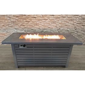 Living Source International Steel Propane/Natural Gas Outdoor Fire Pit Table with Lid (gray) - 1