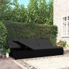 Convertible Sun Bed with Cushions Poly Rattan Black - Black