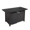 Living Source International 25'' H x 42'' W Steel Outdoor Fire Pit Table with Lid - 1