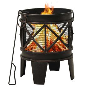 Rustic Fire Pit with Poker Å’Â¶16.5"21.3" Steell - Black