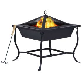 Fire Pit Black 17.7"x17.7"x17.7" Steel - Black