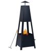 Fire Pit Black 13.8"x13.8"x39" Steel - Black