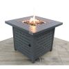 Living Source International 25" H Steel Outdoor Fire Pit Table with Lid ( Grey ) - 1