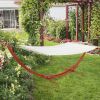 10.5ft Hammock with Wood Stand, Heavy Duty Roman Arc Pine Hammock Frame Hammock for Patio Backyard Balcony Porch, Amber Yellow & White RT - White