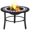 Mosaic Fire Pit Black and White 26.8" Ceramic - Black