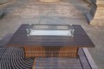 Elegant PE Wicker and Aluminium Patio Dining Fire Pit Table - Rectangular