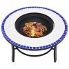 Mosaic Fire Pit Blue and White 26.8" Ceramic - Blue