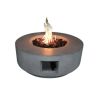 Living Source International 11" H x 30" W Fiber Reinforced Concrete Propane/Natural Gas Outdoor Fire Pit Table with Lid - 1