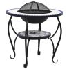 Mosaic Fire Pit Table Blue and White 26.8" Ceramic - Blue