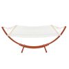 10.5ft Hammock with Wood Stand, Heavy Duty Roman Arc Pine Hammock Frame Hammock for Patio Backyard Balcony Porch, Amber Yellow & White RT - White