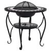 Mosaic Fire Pit Table Black and White 26.8" Ceramic - Black