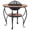 Mosaic Fire Pit Table Terracotta 26.8" Ceramic - Brown