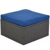 Outdoor Patio Rectangle Daybed with Retractable Canopy, Wicker Furniture Sectional Seating with Washable Cushions, Backyard, Porch - Blue