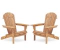 Wooden Outdoor Folding Adirondack Chair Set of 2 Wood Lounge Patio Chair for Garden; Garden; Lawn; Backyard; Deck; Pool Side; Fire Pit; Half Assembled