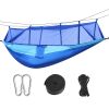 600lbs Load 2 Persons Hammock with Mosquito Net Outdoor Hiking Camping Hommock Portable Nylon Swing Hanging Bed - Blue