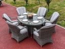 Direct Wicker Patio Wicker 7 Piece Oval Dining Set-Gray - Light Color