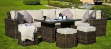 Direct Wicker 7-Piece Outdoor Rattan Wicker Sofa Rattan Patio Garden Furniture, Gray - Dark Color